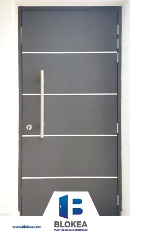 Puerta de seguridad para casa encino color gris